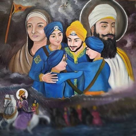 Guru Gobind Singh Ji and 4 Sahibzade | Char sahibzade pics, Guru pics ...