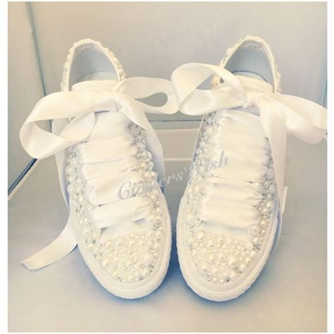 Luxury All White Wedding Converse Pearl Sparklers White All Etsy