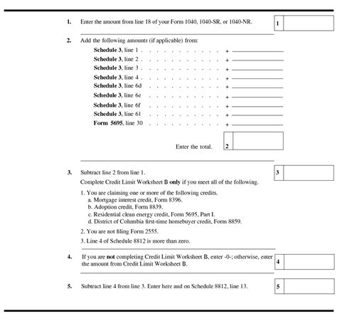 Schedule Credit Limit Worksheet A