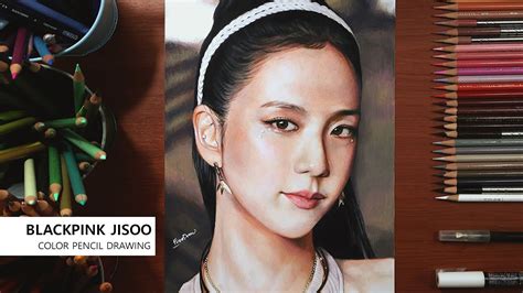 BLACKPINK JISOO colored pencil drawing - Freedraw - YouTube