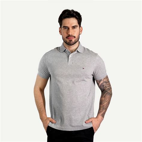 Camisa Polo 1985 Regular Fit Tommy Hilfiger Cinza Calçados Roupas E