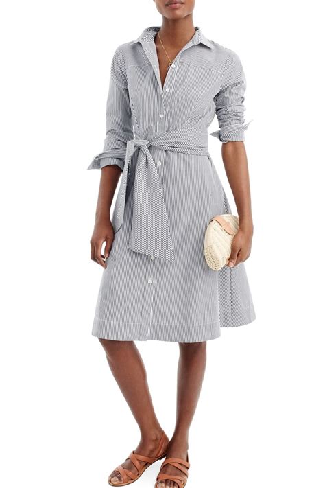 J Crew Stripe Tie Waist Shirtdress Regular And Petite Nordstrom