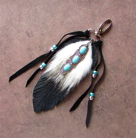 Western Purse Tassel Leather Feather Fringe Bag Charm Native Etsy In