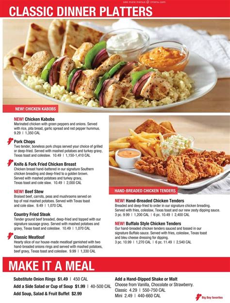 Online Menu Of Big Boy Restaurant Cedar Springs Michigan 49319 Zmenu