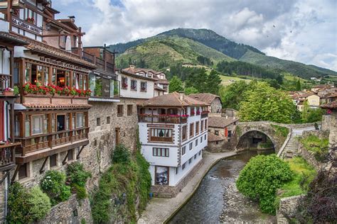 Asturias Spain River Mountains Landscape House Hotel Restaurant Village