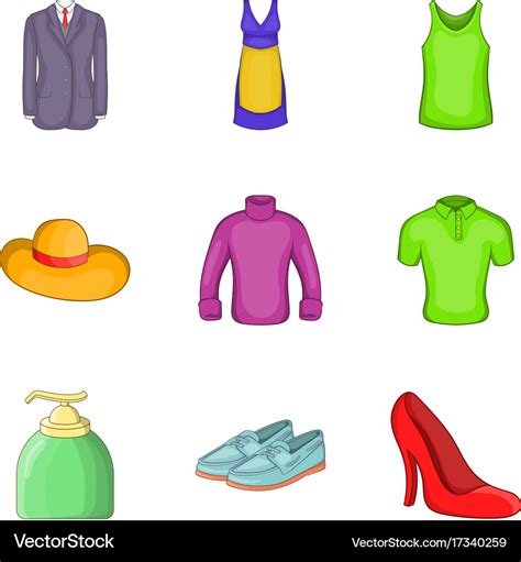 Summer Clothes Icon Set Cartoon Style Royalty Free Vector