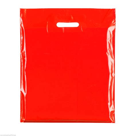 RED HEAVY DUTY COLORED PLASTIC CARRIER BAGS PARTY GIFT BAGS IN 3 SIZES