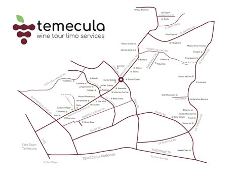 Temecula Valley Wineries Map Printable Temecula Wine Tour Limo Services