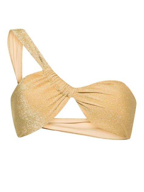 Cult Gaia Charmaine One Shoulder Bikini Top Gold Farfetch Ro