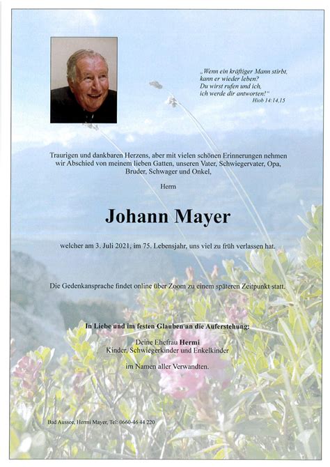 Parte für Johann Mayer pax requiem