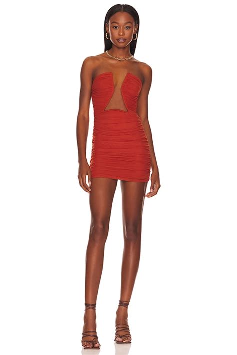 Superdown Thea Ruched Mini Dress In Burnt Orange Modesens