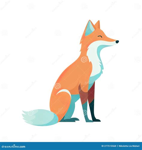 Simple And Minimalistic Red Fox Illustration Generative Ai Stock