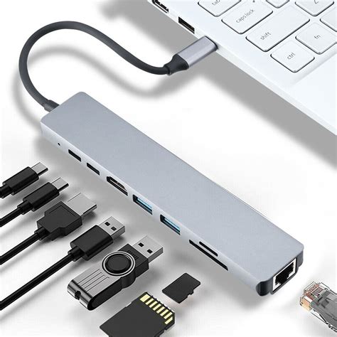 Buy USB Hub 8 Port USB 3 0 Hub 8 In 1 USB Splitter With 4K USB C To