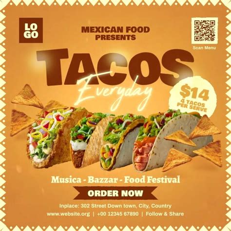 Tacos Mexican Food Ad Post Template Postermywall