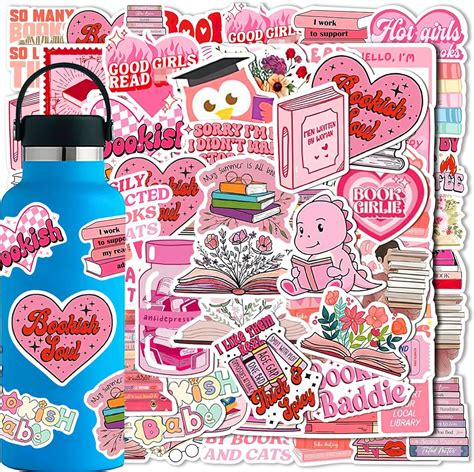 Amazon Pcs Cute Pink Bookish Stickers Pack Reading Booktok