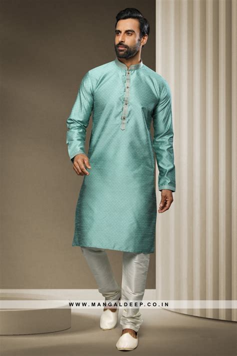 Jacquard Silk Brocade Kurta Pyjama With Pintex Work