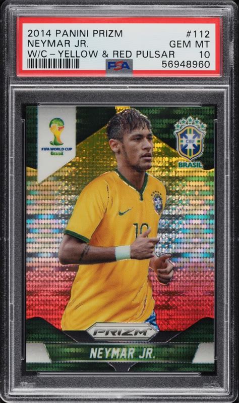 2014 Panini Prizm World Cup Yellow Red Pulsar Neymar Jr 112 PSA 10