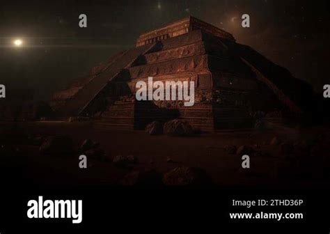 Animation Pyramid Of Sun In Teotihuacan At Night Fantasy View Of