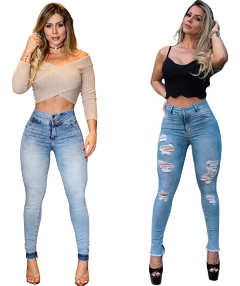 Cal As Jeans Feminina Cintura Alta Empina Bumbum Lycra Mercado Livre