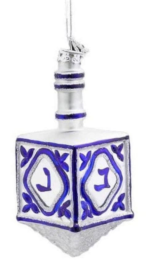 Kurt Adler 4 1 4 Inch Noble Gems Glass Jewish Dreidel Ornament For