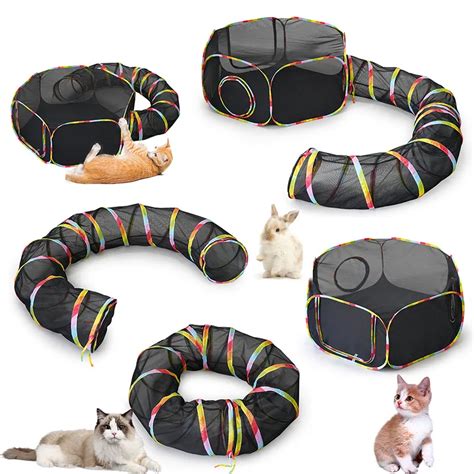 Tunnel Arc En Ciel Pour Chat Tente Portable Pliable Jouet De Jeu Coule