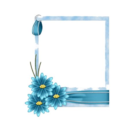 Floral Blue Frame Elegant Photo Border Design Clipart Png All