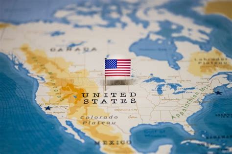 The Flag of United States in the World Map Stock Image - Image of ...