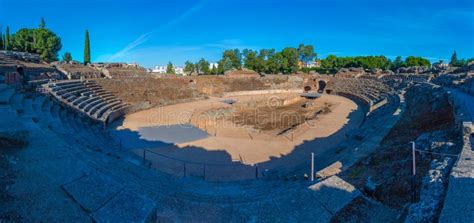 Roman Amphitheatre Of M Rida In Spain Stock Image Image Of