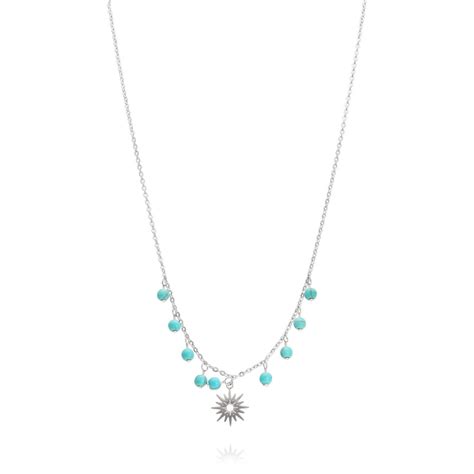 Collier Pampilles Et Toile Etika En Acier Et Turquoise Ae C P