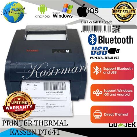 Jual KASSEN DT641 PRINTER BLUETOOTH LABEL STICKER THERMAL A6 KASSEN DT