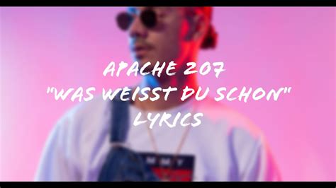 Apache 207 was weißt du schon Lyrics Video YouTube