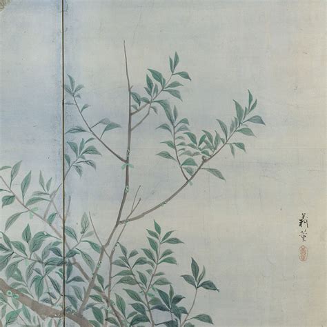 Japanese Six Panel Folding Screen With Koi Carp And Aquatic Plants