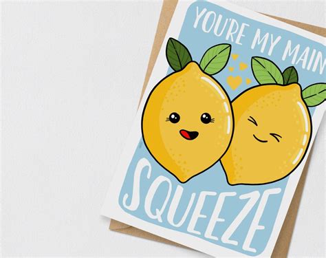 Lemon Pun Card Main Squeeze Lemon Card Lemon Birthday Card Etsy