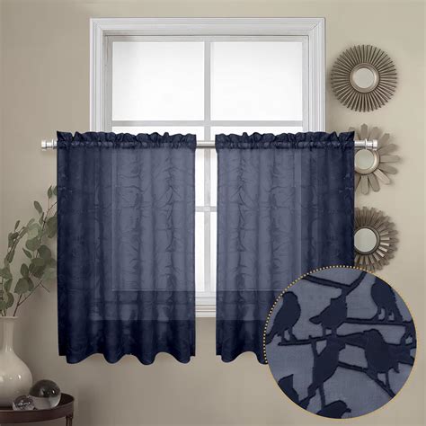 Amazon Ovzme Anji Textured Blue Sheer Curtain Inch Length