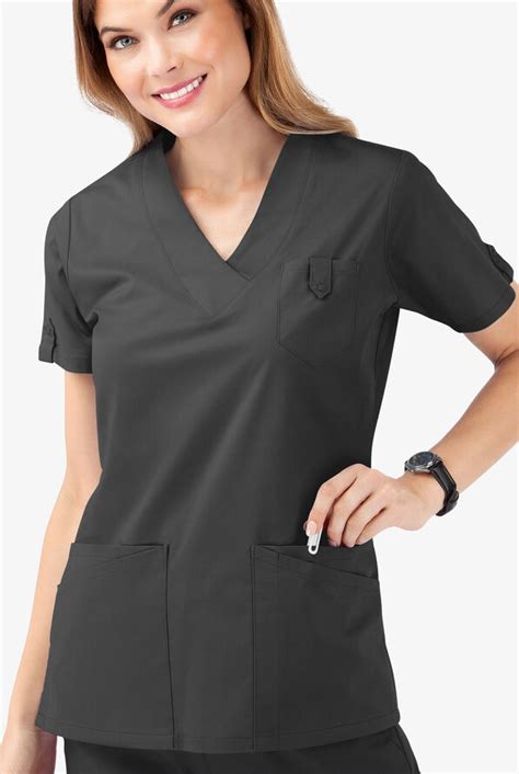 Butter Soft Stretch Scrubs V Neck 5 Pocket Top Stretch Scrubs By Ua