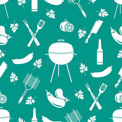 Seamless Pattern With Grill Barbecue Tools Bbq Stock Vector