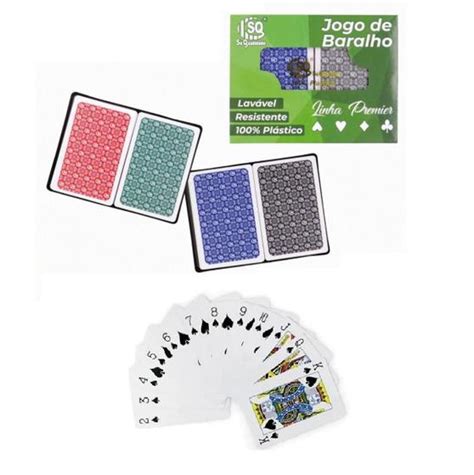 Baralho Duplo Pl Stico Cartas Prova D Gua Kit Sq