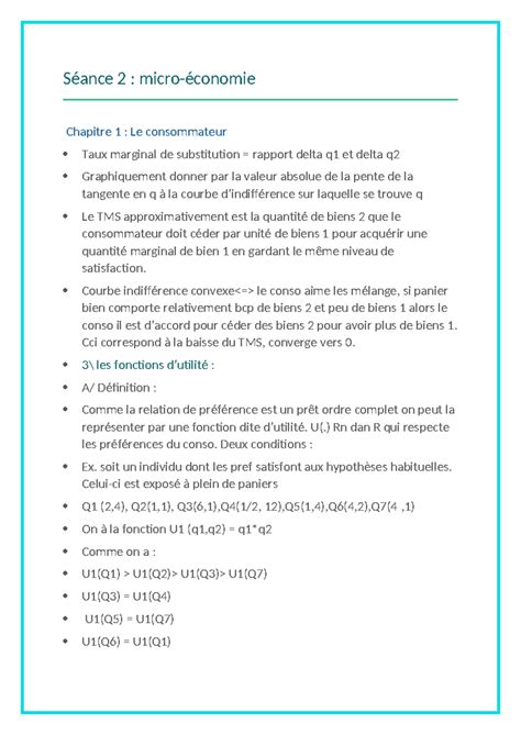 CM microéconomoie Séance 2 micro économie Chapitre 1 Le