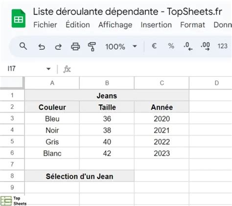 Créer une liste déroulante dépendante dans Google Sheets