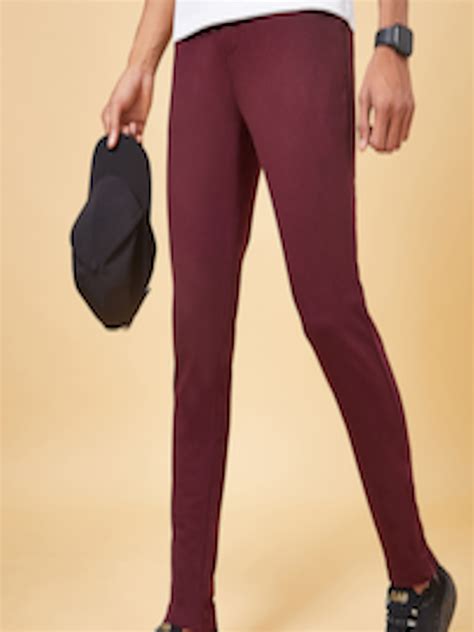 Buy Ajile By Pantaloons Men Maroon Solid Slim Fit Track Pants Track