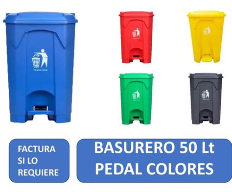 Basurero Contenedor De Basura 50 Litros Con Pedal Colores Cuotas