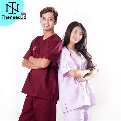 Jual Lengan Pendek Kerah V Neck Preorder Premium Baju Oka Scrub Dokter