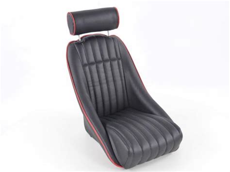 Retro Sports Classic Car Bucket Seats Set Black Faux Leather With Rails And Headrests Fits Vw