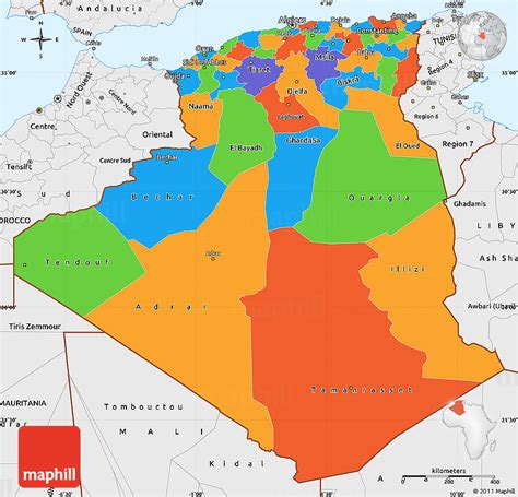 Political Simple Map Of Algeria Single Color Outside Borders And Labels