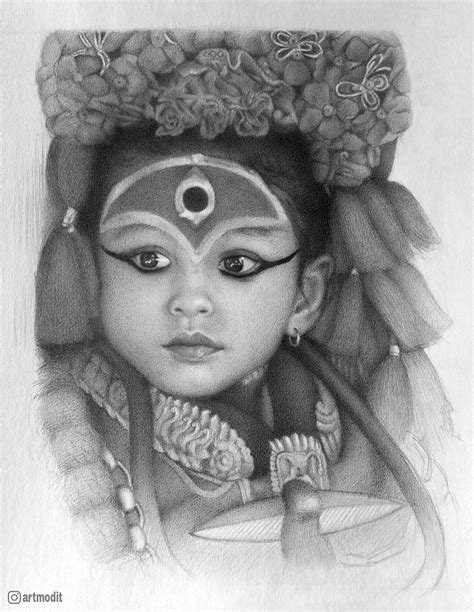 Drawing Of Kumari I Made A Few Years Back Pencil On A3 Sized