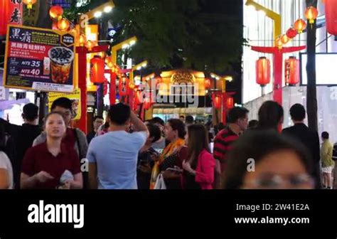 Taipei Taiwan June Crowd Of People Walking And Shopping At