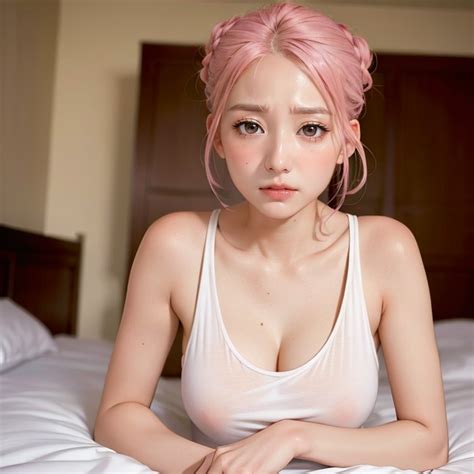 Tank Top Pink Hair Bedroom AI Porn