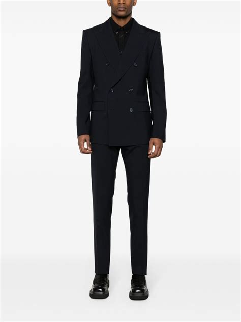 Dolce And Gabbana Double Breasted Wool Suit Blue Farfetch Uk