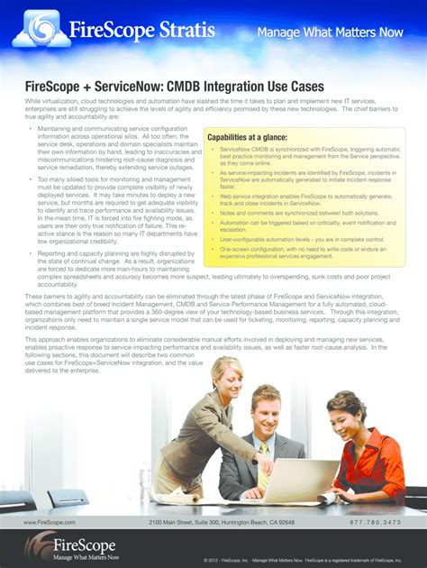 Fillable Online FireScope ServiceNow CMDB Integration Use Cases Fax