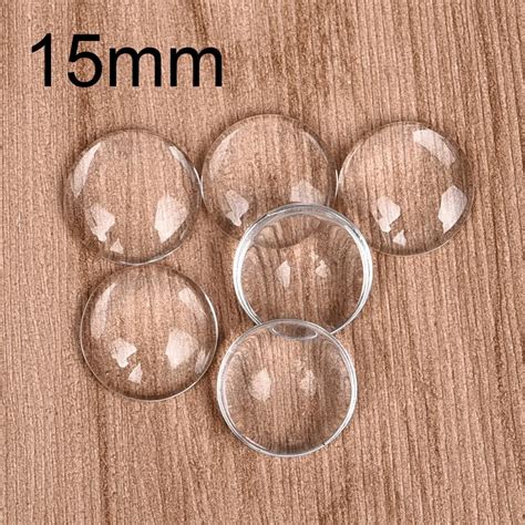 Pcs Lot Mm Round Cabochons Transparent Glass Clear Flat Back For